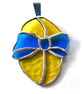 Easter Egg Suncatcher Stained Glass Handmade Blue Yellow 012 - Image 1