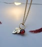 Gold Filled Maple leaf and Garnet autumnal charm necklace - Image 2
