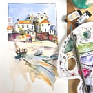 St Ives Painting, Seascape, Original Art, Beach Vibes, Loose Watercolour