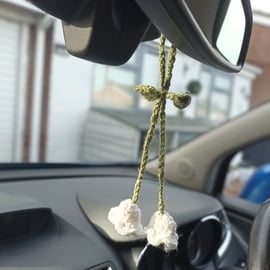 Crochet Lily of the valley charm, Car assessor, bag charm, Headphone accessory