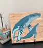 Humpback whale mother and baby original painting on oak - Image 2