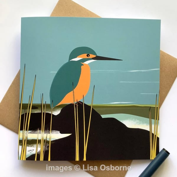 Kingfisher greetings card - blank for your own message