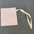 Pink, Red Cotton Fabric Drawstring Gift Bag: Reusable XS Present Wrap.