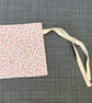 Pink, Red Cotton Fabric Drawstring Gift Bag: Reusable XS Present Wrap.
