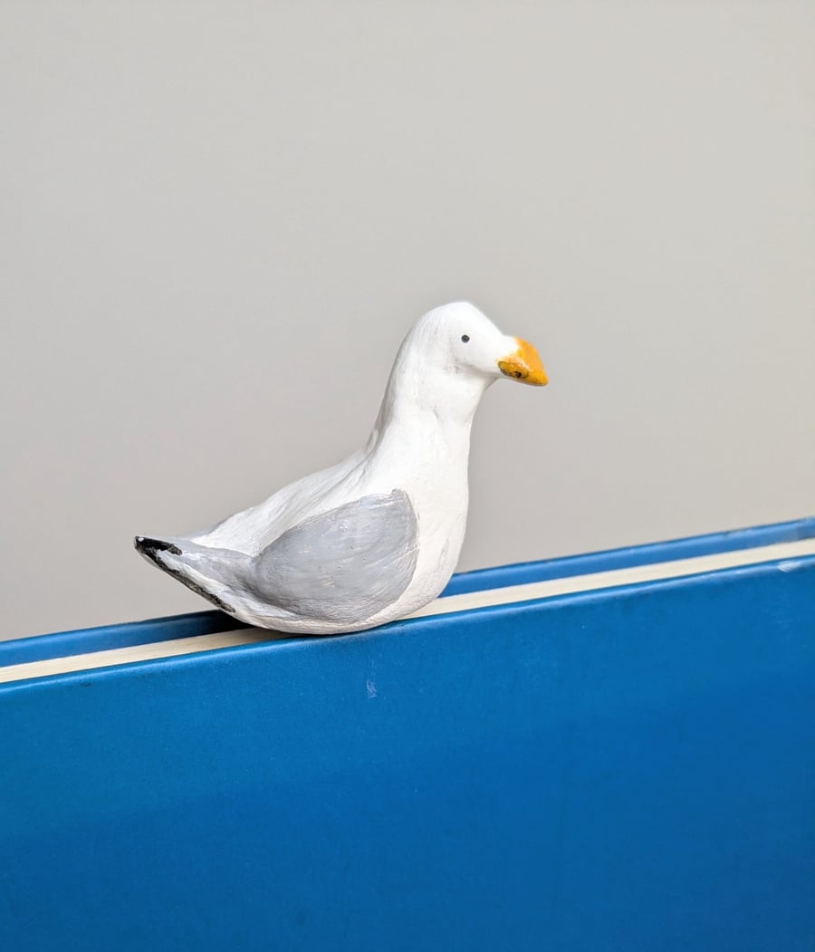 Handmade Clay Simon the Seagull Paperclip Bookmark 