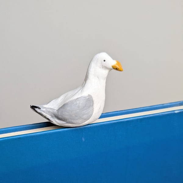 Handmade Clay Simon the Seagull Paperclip Bookmark 