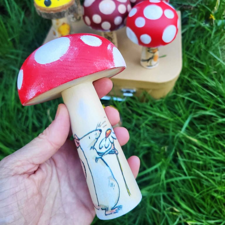 Wooden Toadstool Ornament, Woodland mushroom Nursery Decor & Fairy Tale Gift