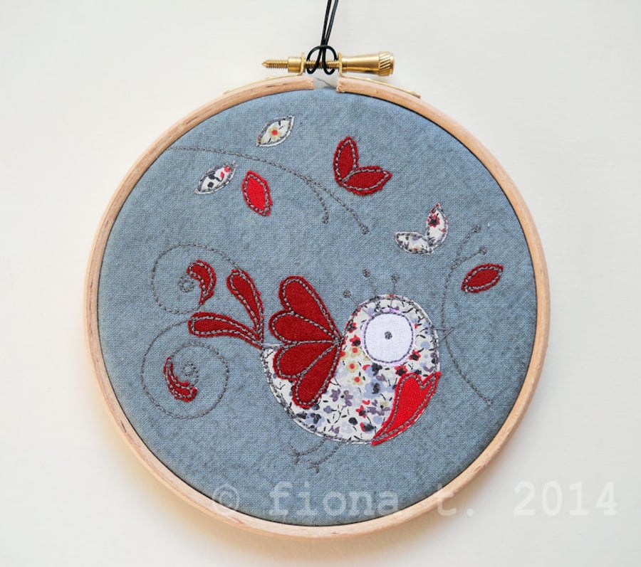 freehand embroidered peace dove