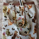 Handmade pretty cat and butterfly tote bag