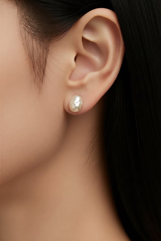 Keshi Freshwater Pearl Sterling Silver Stud Earrings