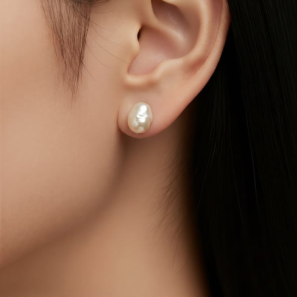Keshi Freshwater Pearl Sterling Silver Stud Earrings