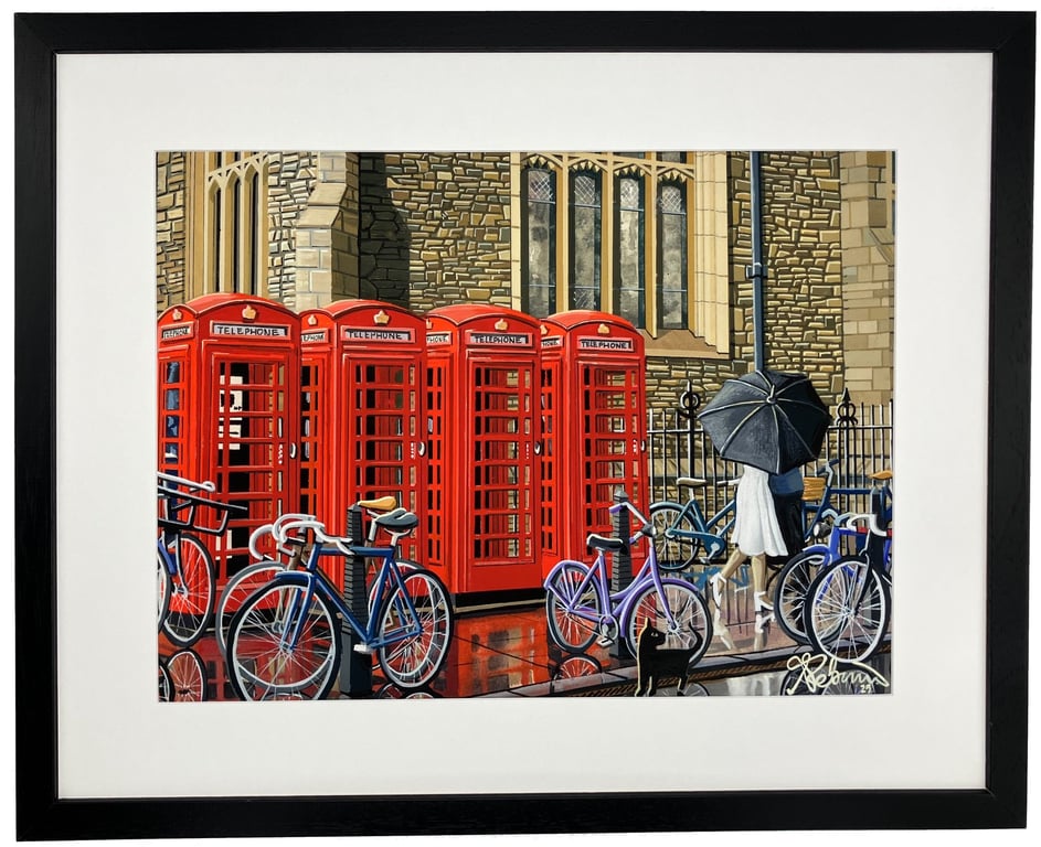 Cambridge Phone Boxes City Iconic Landmark Framed Art Print 20" x 16" Frame Size