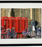 Cambridge Phone Boxes City Iconic Landmark Framed Art Print 20" x 16" Frame Size