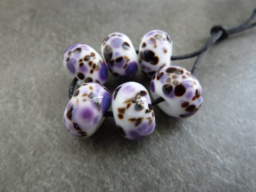purple frit handmade lampwork glass beads