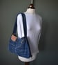 Blue denim casual shoulder bag  Boho style, sewn from preloved Levi jeans. 