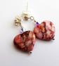 Rhodochrosite Gemstone Heart Stud Earrings