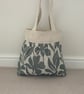 Beautiful Pleated Tote Bag, Patterned Fabric, Linen, Handbag, Day Bag - Image 6