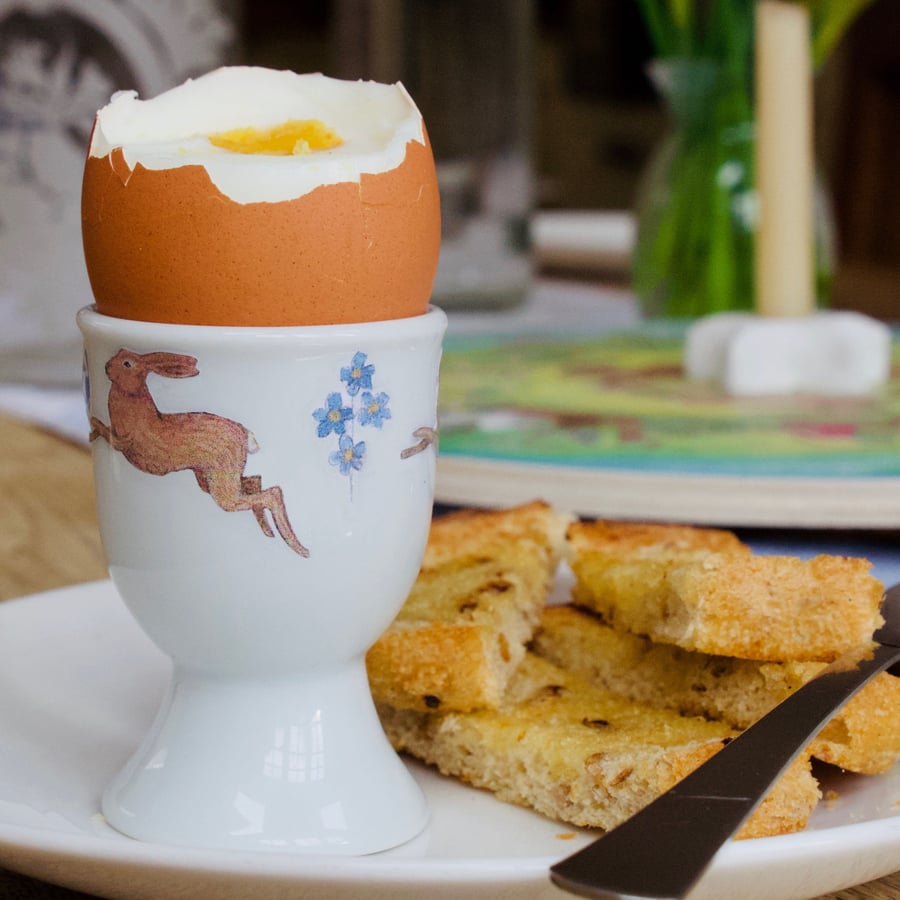 Easter Egg cup. Handdrawn art print on porcelin. Set of four perfect Easter Gift