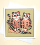 Tiger Family Card - father's day card with cute tigers, blank inside Q-TGF