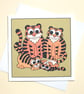 Tiger Family Card - father's day card or new baby card, blank inside Q-TGF - Image 1