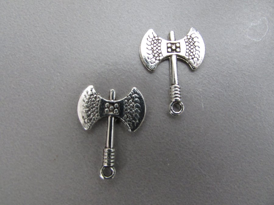 Silver Axe Tibetan Jewellery Charm x 2
