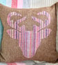 Tweed Appliqué Stag Scatter Cushion with Pad, Brown 46x46cm
