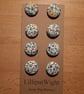 Set of eight scrap bag buttons - floral design on off white background - Image 3