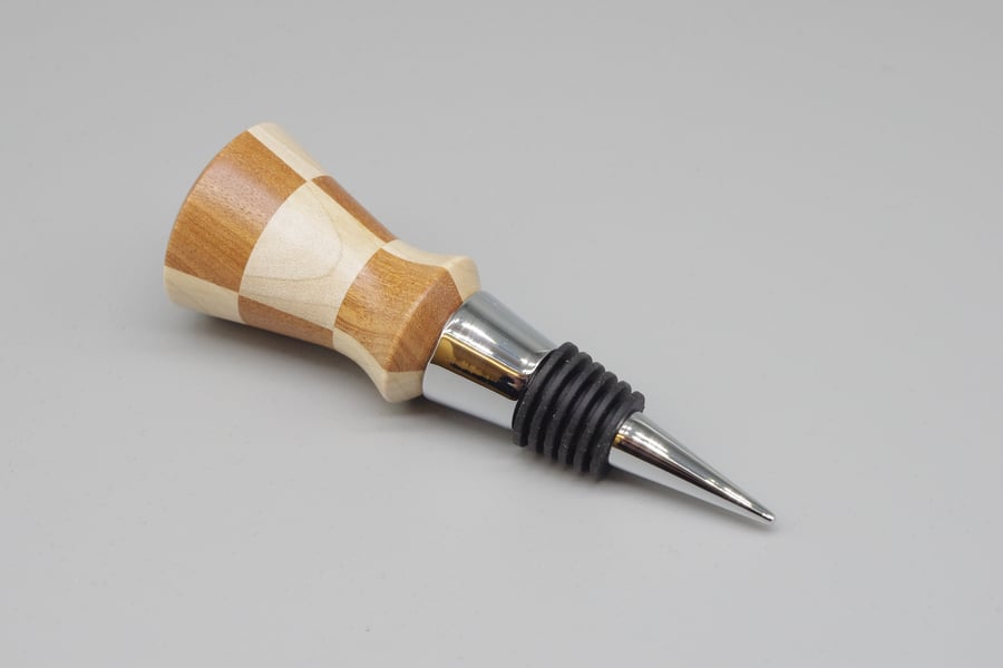 Hand Turned Wooden Bottle Stopper. Segmented.