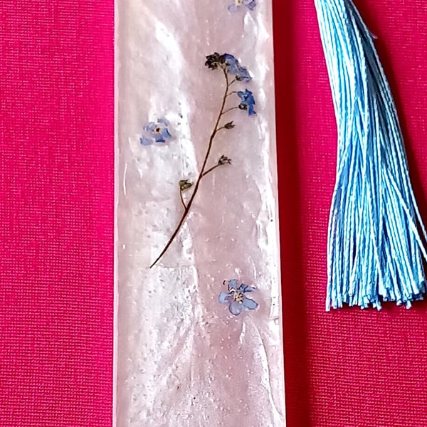 Dried flower bookmark,Forget me not bookmark,Memorial gift, English country Gard