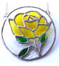Rose Ring Suncatcher Stained Glass Yellow Handmade Gift Flower - Image 4