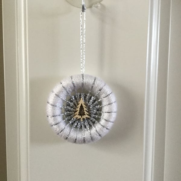 Christmas Tree Decoration in White and Silver