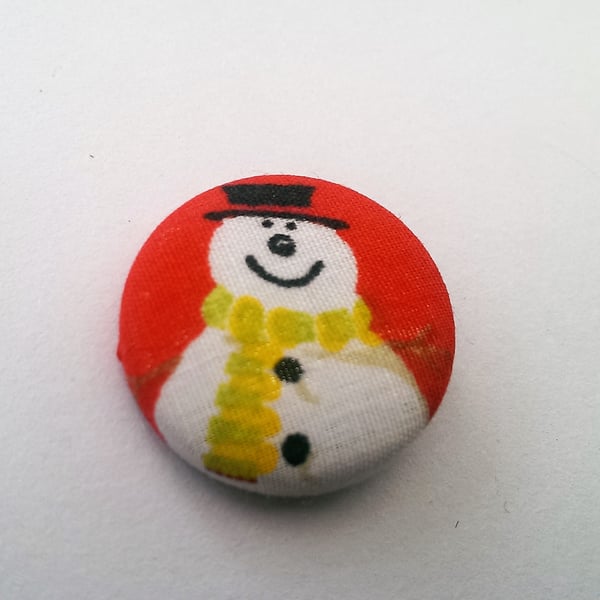  SALE Christmas Snowman Fabric Badge
