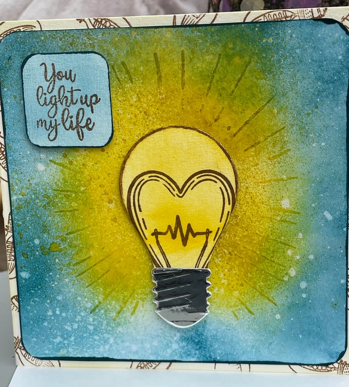 You light up my life heart light bulb anniversary card