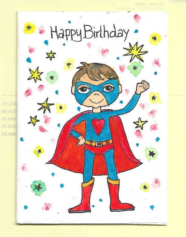 Boy Birthday Card. Print of Original Painting
