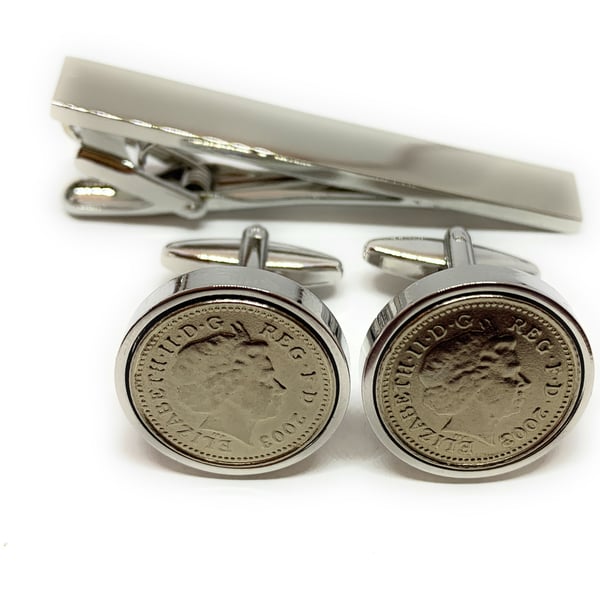 22nd Birthday 2003 coin cufflinks Tie clip 22nd birthday in 2003 anniversary, 