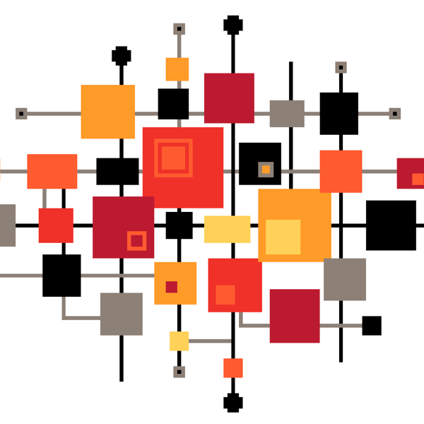 252B - Mid-Century Modern Squares Cross Stitch Pattern: Retro Art ORANGE