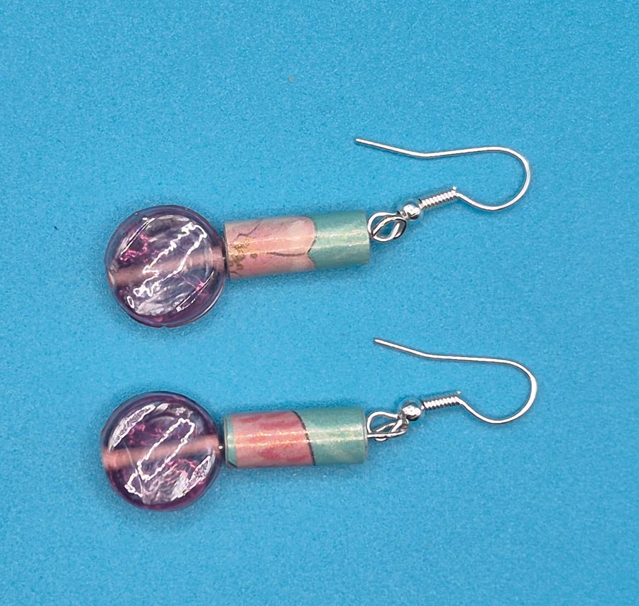 Fun inverse lollipop paper beaded earrings