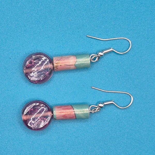 Fun inverse lollipop paper beaded earrings