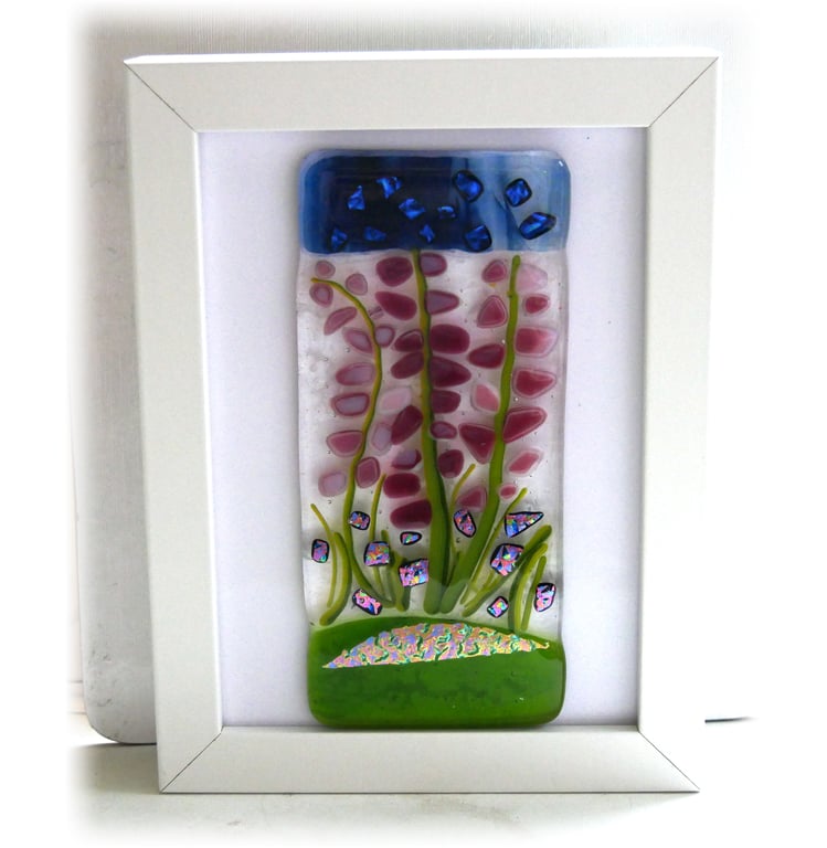  Fused Glass Flower Picture Box Framed Handcrafted Floral  Art