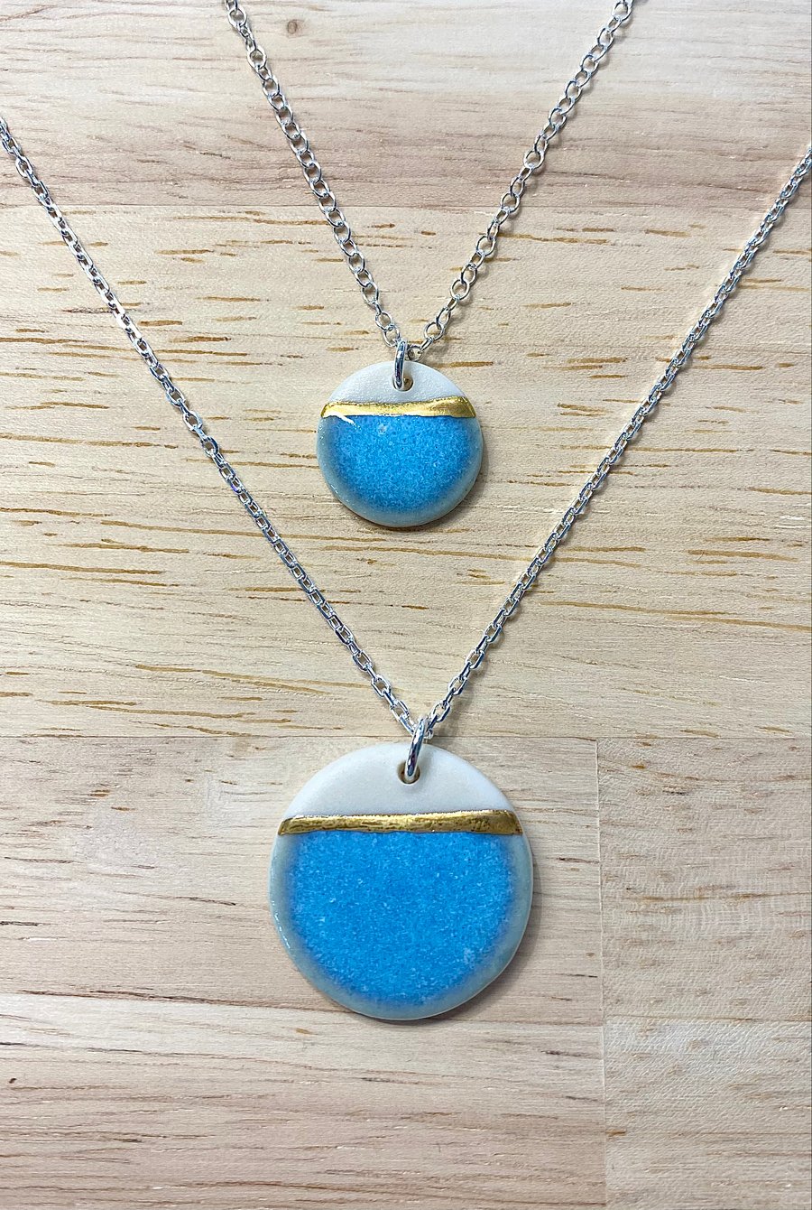 Sea Breeze Disc Necklace with 24ct Gold Detailing