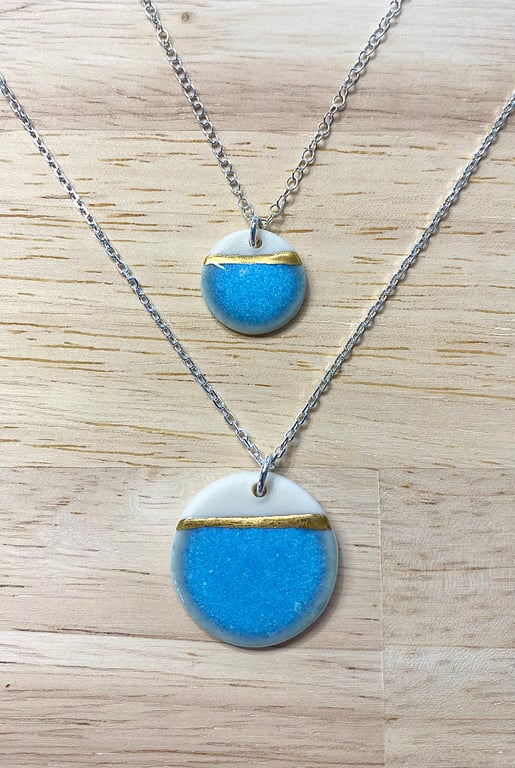 Sea Breeze Disc Necklace with 24ct Gold Detailing