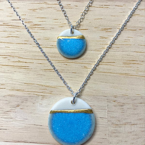 Sea Breeze Disc Necklace with 24ct Gold Detailing