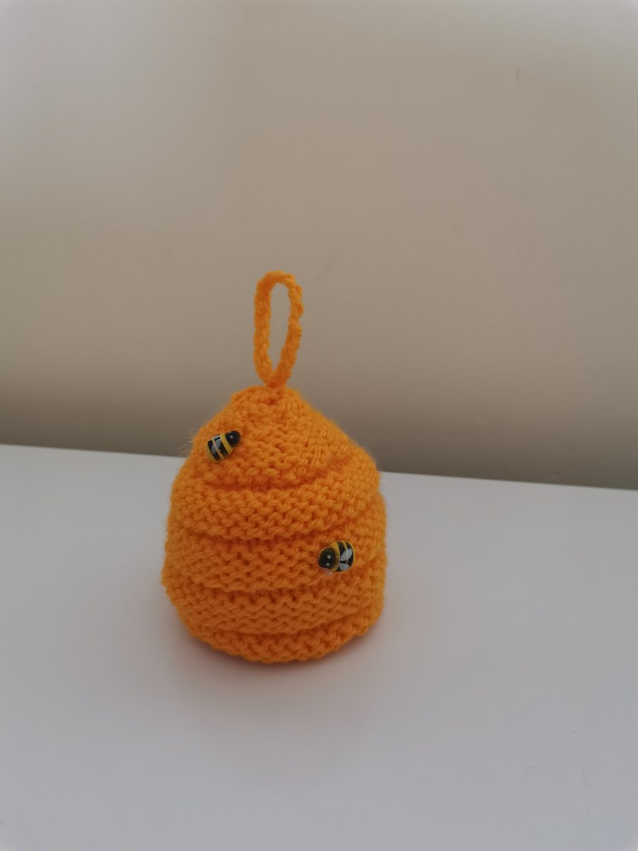 Hand Knitted Bee Hive Chocolate Orange Cover