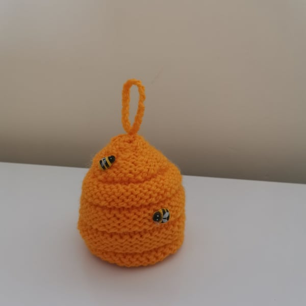 Hand Knitted Bee Hive Chocolate Orange Cover