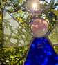 Stained Glass Triangle Angel - Royal blue with deep-textured clear wings - Image 2