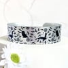 Owl cuff bracelet, wildlife jewellery with owls, personalised gifts. B478