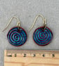 Handmade Ceramic Earrings: Blue Glazed Clay Dangle, Hypoallergenic Hooks, Swirly - Image 5