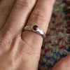 Garnet Ring with Hammered Sterling Silver Band
