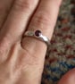 Garnet Ring with Hammered Recycled Sterling Silver Band
