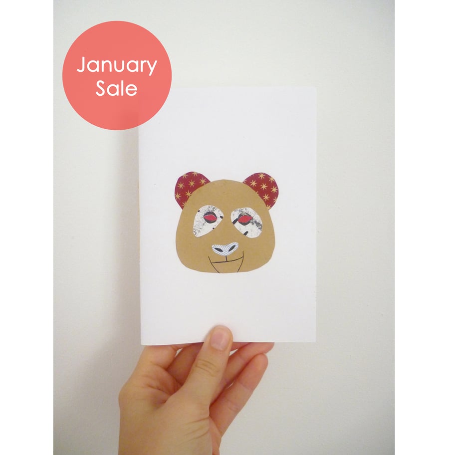 Sale - Free Postage - Collaged Panda Notebook